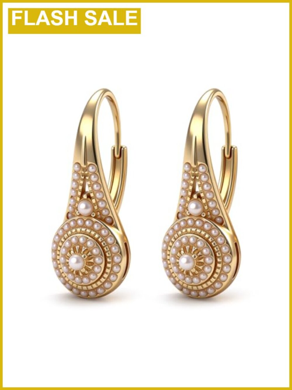 Teardrop Dangle Hoop Earrings Gold Brass Stone Vintage Fashion Jewelry